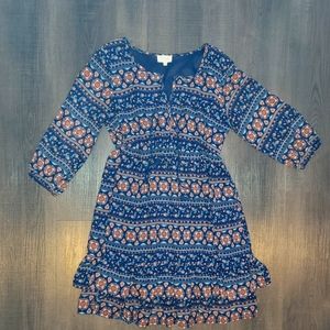 Navy blue with orange print Boho style maternity dress